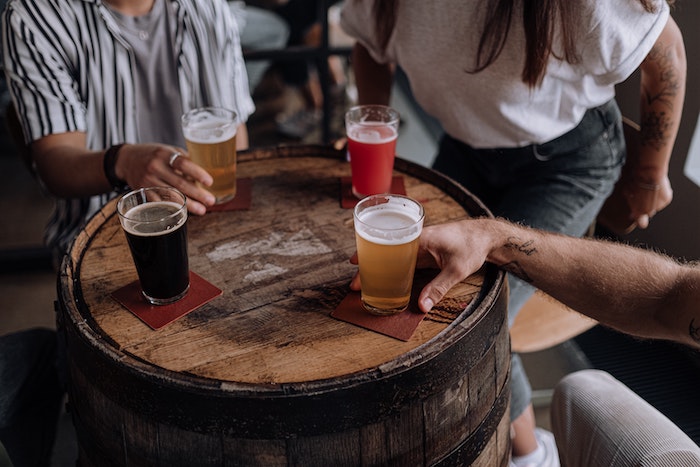 Friends drinking in a brewery